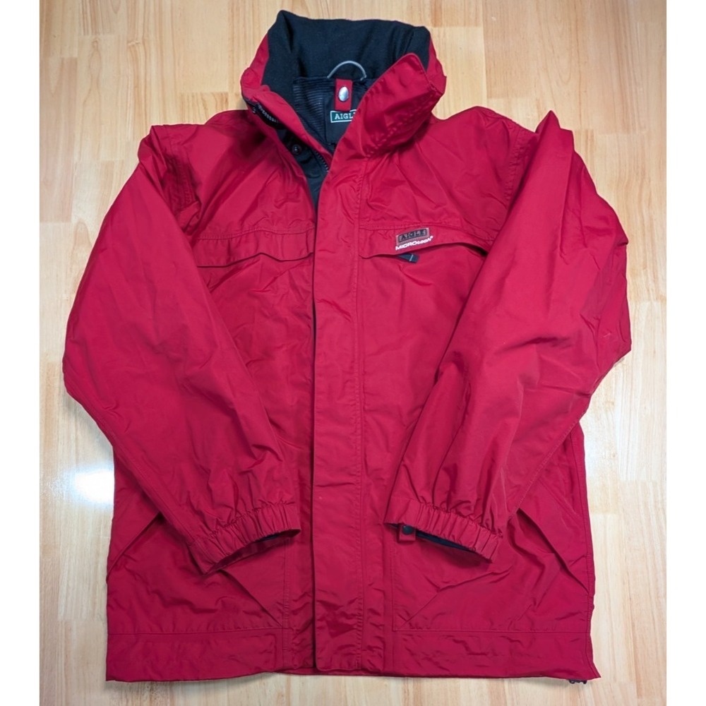 Aigle Microtech Jacket Mens XL Red Waterproof Hooded‎ Outdoor Coat